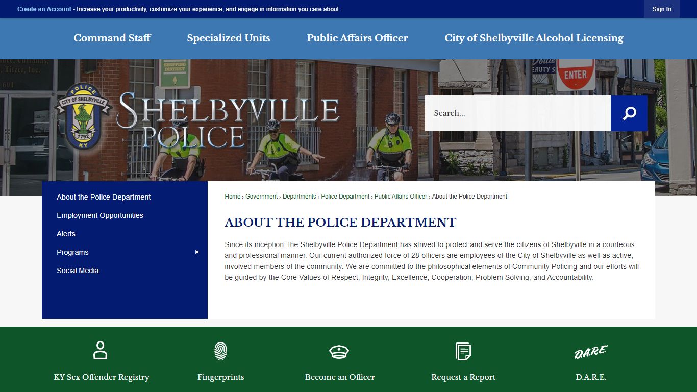 About the Police Department | Shelbyville, KY